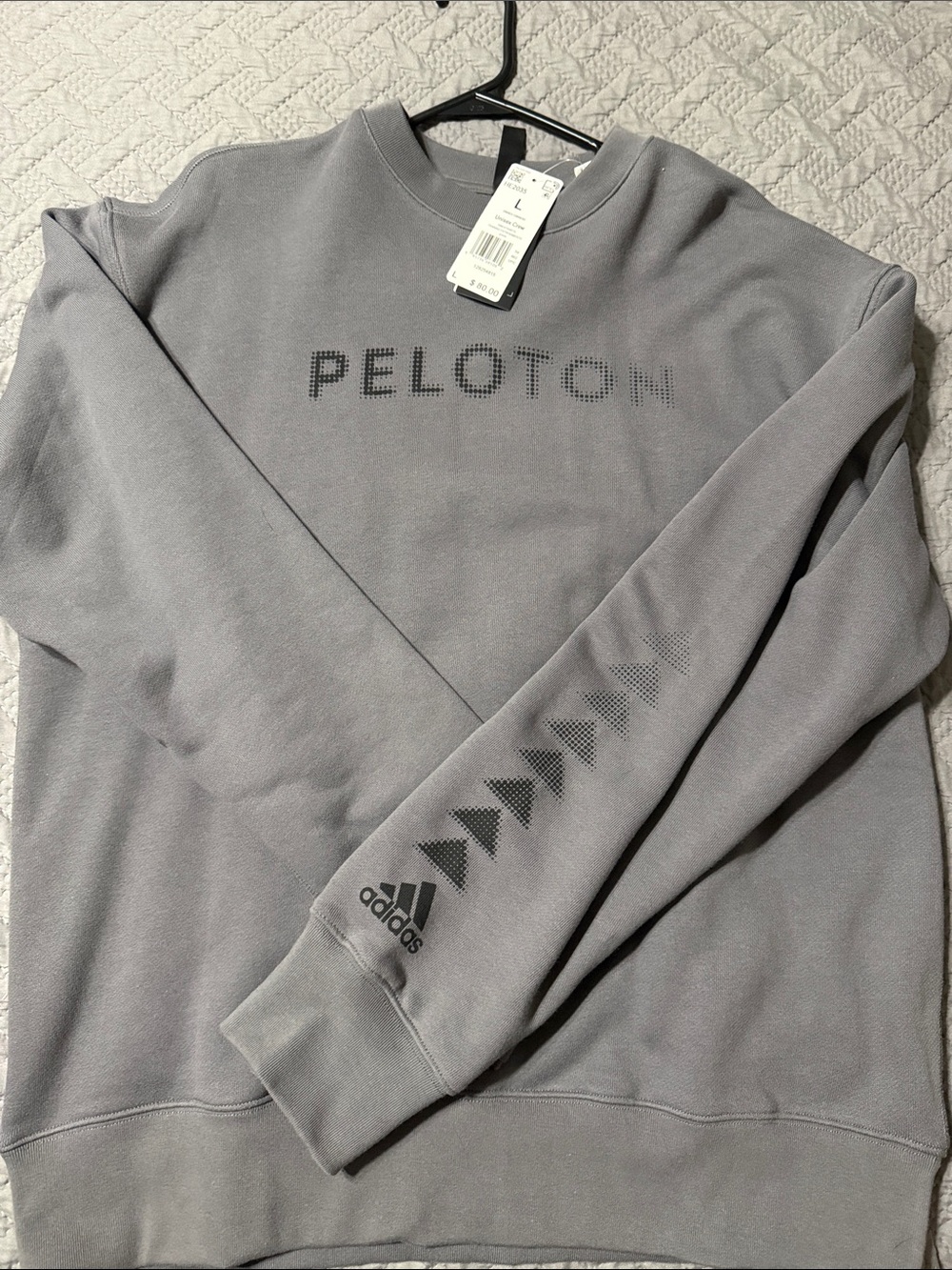 adidas Unisex Gray Peloton Logo Crewneck Sweatshirt NWT Large